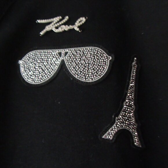 NWT Karl Lagerfeld Paris Pin Sweatshirt Women's Black Fleece, Size M - Picture 5 of 13